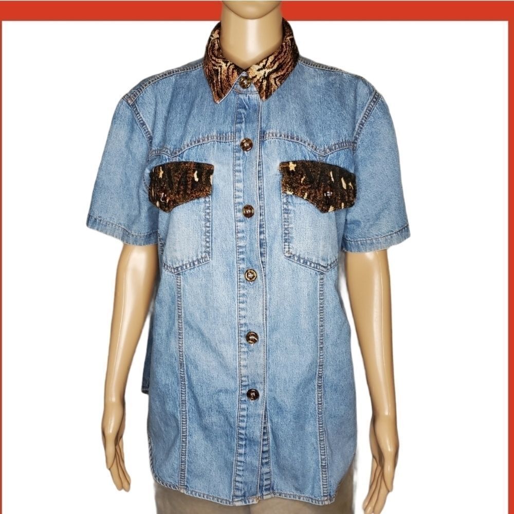 Vintage Monique Fashions denim blouse